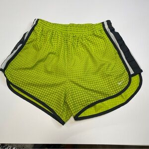 Nike Dri-FIT Tempo Running Shorts Neon Green Checkered Women's S